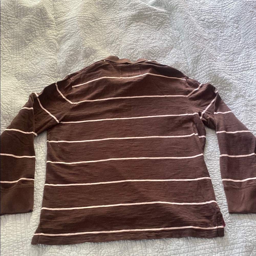 American Eagle Outfitters Brown Striped Polo Shirt - Picture 4 of 4